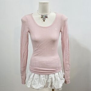 Abercrombie vintage light pink stretch long sleeve waffle tshirt